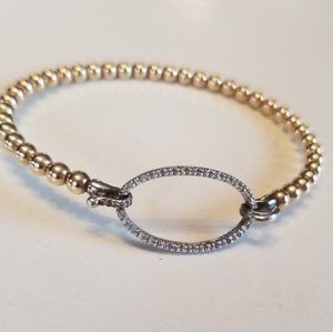 Gold over Sterling Silver Beaded Diamond Bracelet